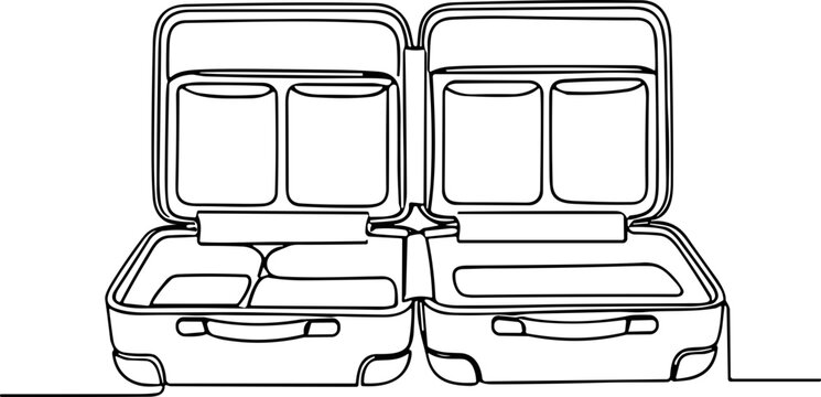 Open Suitcase Pair Line Art