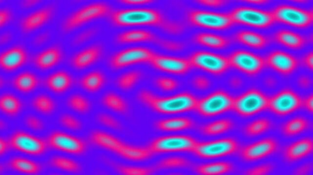 Abstract Wave Pattern: A vibrant abstract pattern featuring a wavy grid of glowing ovals in turquoise and pink hues, set against a deep purple background.