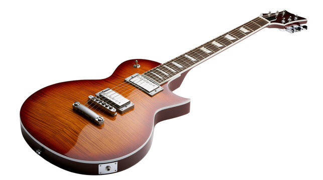 Electric guitar with sunburst finish and chrome hardware