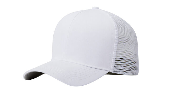 White trucker cap with mesh back panel