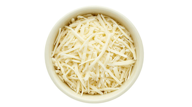 Bowl of shredded white cheese