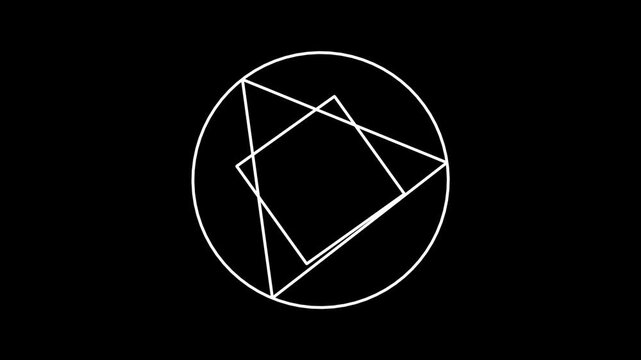 Rotating Minimalist Magic Circle Geometric Symbol Animation on Black Background