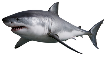 Fototapeta premium Great white shark with open mouth and sharp teeth