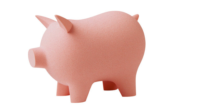 Pink piggy bank with textured surface