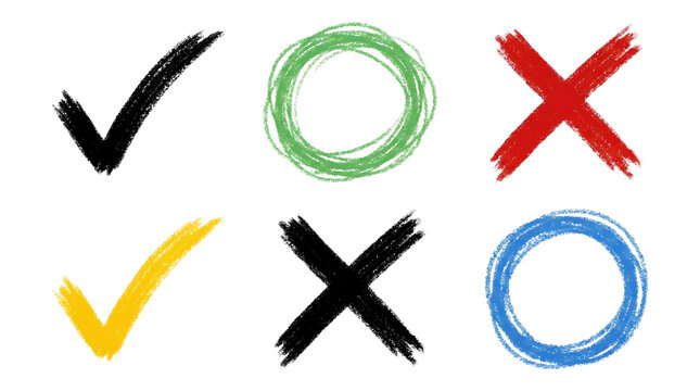 Hand Brush Check Circle and Cross Icons PNG
