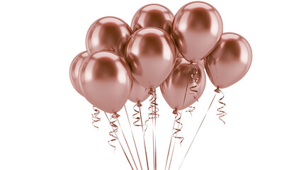 Rose gold metallic balloons with curling ribbons © Femke