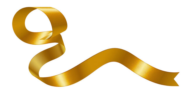 Golden ribbon flowing in a curve with highlights