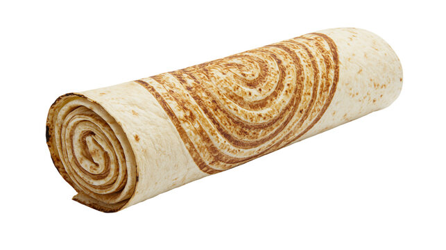 Rolled flatbread with cinnamon swirl pattern