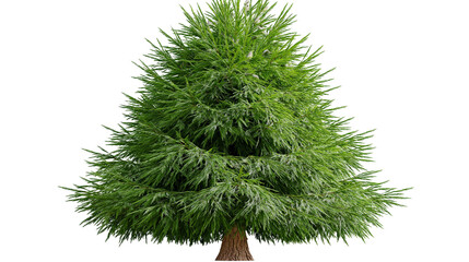 Dense green coniferous tree with textured bark trunk © Vetle