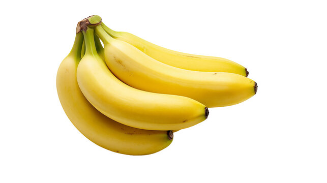 Bunch of ripe yellow bananas on white