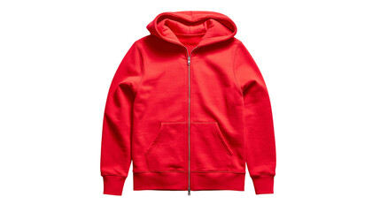 Red Zip-Up Hoodie with Pockets and Hood © Solene