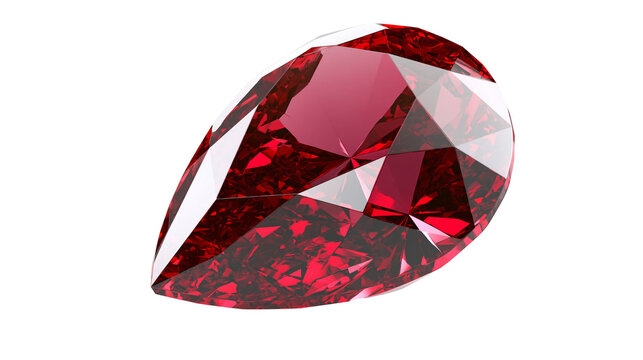 Pear cut ruby gemstone with brilliant facets