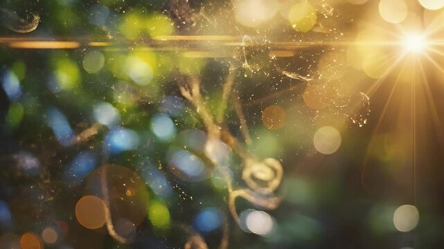 Abstract Bokeh Lights in Golden Sunset Garden Blurred Background