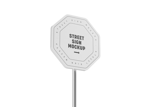 Octagonal Street Road Sign Mockup