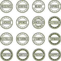 Obraz premium Vintage rubber stamp icons in 4x4 grid