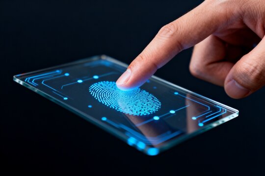 Finger touching digital fingerprint scanner