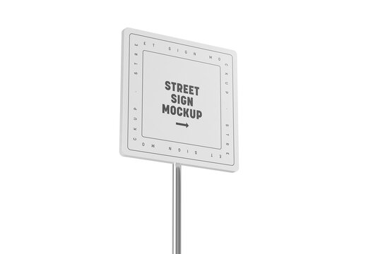 Square Street Road Sign Mockup