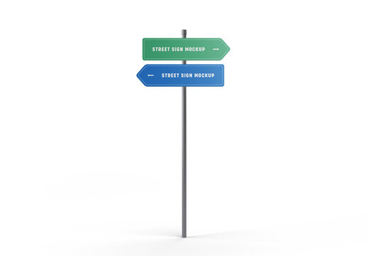 Double Directional Arrow Sign Mockup