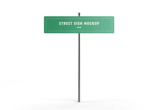 Horizontal Rectangular Street Sign Mockup