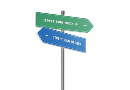 Double Directional Arrow Sign Mockup