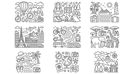 Obraz premium travel icon set with adventure and vacation themes