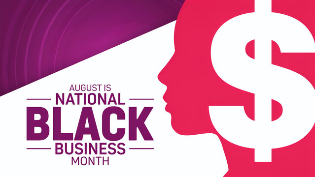 National Black Business Month Marketing Banner with Silhouette and Dollar Sign Graphic