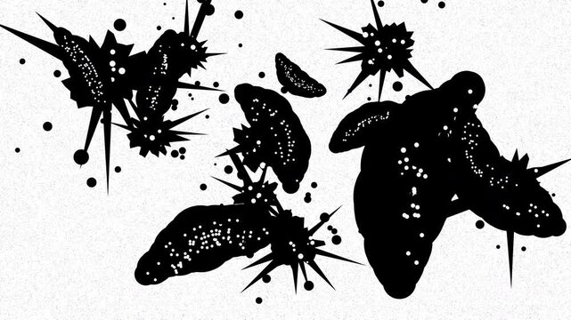 4K Abstract Black Paint Splatter Stop-Motion Alpha Channel