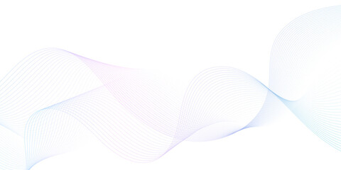 Fototapeta premium White wave curve lines banner background design. Abstract soft wave lines dynamic flowing purple and blue isolated background. Vector Illustration of the pink pattern of lines. stripes on white.