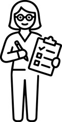Naklejka premium Woman with Clipboard and Pen, Checklist Icon, Task Management, Goal Setting, Business Woman Vector