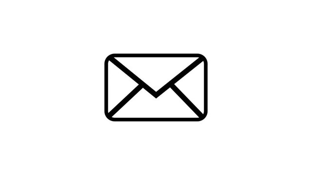 Email envelope icon video transforming into a closed envelope on white background