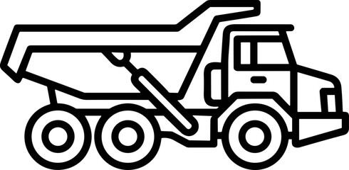 Dump Truck Icon Outline - Heavy Construction Vehicle Vector Art © masferdi