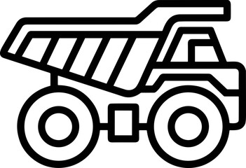 Heavy Duty Mining Dump Truck Icon - Vector Outline Illustration © massutris