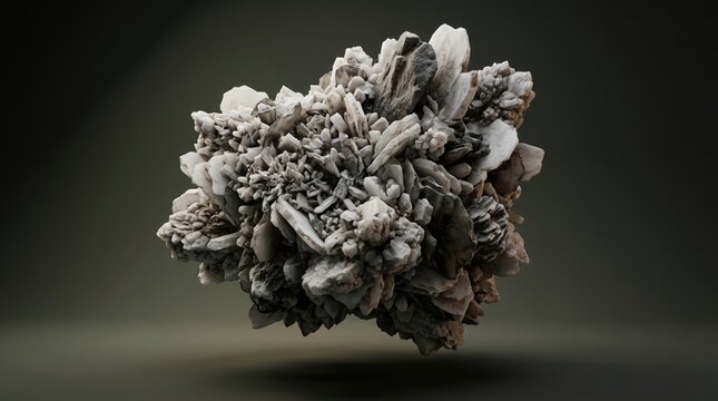 Macro shot of a raw quartz crystal cluster isolated on a dark background