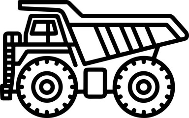 Heavy Duty Mining Dump Truck Outline Icon - Vector Art © Musani
