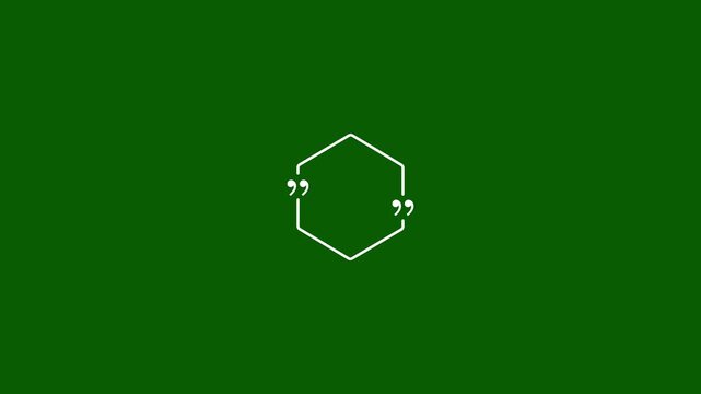 Minimalist hexagon quote bubble animation on green screen for social media speech