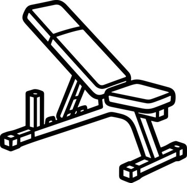Adjustable weight bench outline icon for gym equipment and fitness training