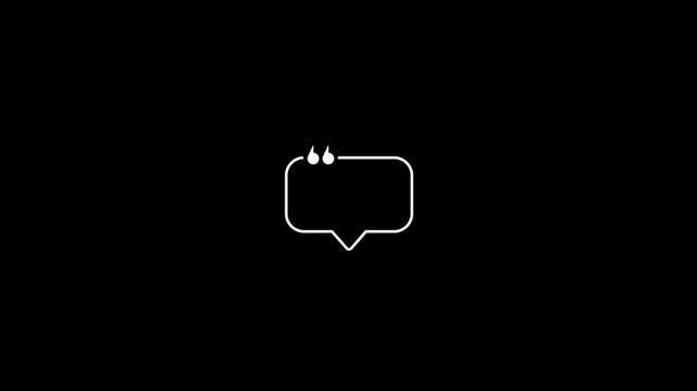 Minimalist animated speech bubble with quotation marks for social media and communication quote chat