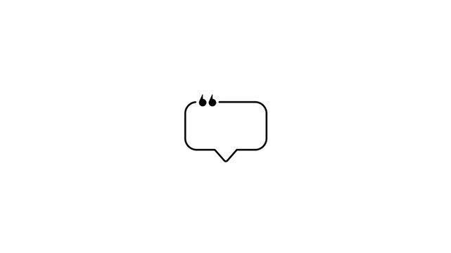 Minimalist speech bubble animation with quotation marks for social media and communication chat dialogue