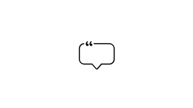 Minimalist animated speech bubble with quotation marks for social media and messaging ui chat message