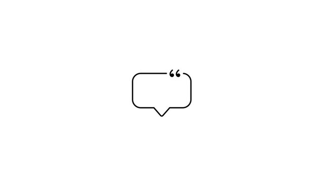 Minimalist animated speech bubble with quotation marks for social media and messaging ui chat message