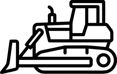 Bulldozer icon, heavy construction machinery line art, industrial equipment vector illustration © Palyerff