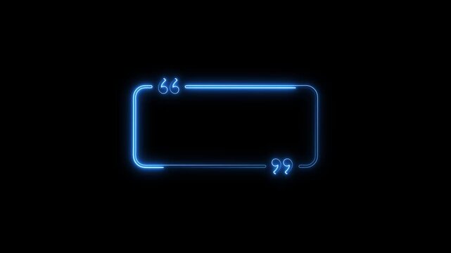 Neon blue glowing quote box frame with pulsing light effect for social media and digital overlays