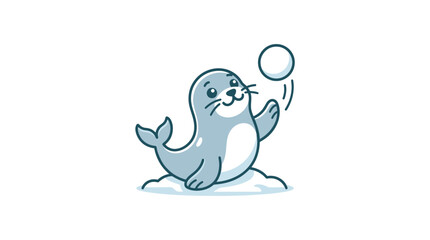 Cute Cartoon Seal Playing Bubbles. © Tami