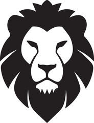 Fototapeta premium Minimalist stylized lion head silhouette vector illustration in black and white