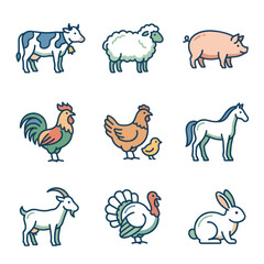 Farm animals in cartoon style. © Tami