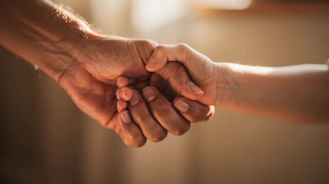 Warm gentle handshake between two people symbolizing trust connection partnership and collaboration
