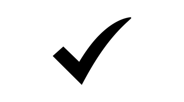 Black and white vector checkmark centang hitam putih icon for success approval sign symbol
