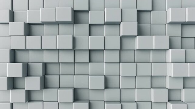 Abstract 3D render featuring a wall of matte white cubes in a perfectly aligned luxury geometric pattern for modern backgrounds