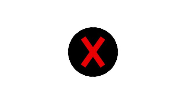 Circular shape with red cross appears on black background stock footage
