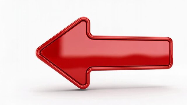 Shiny red arrow spinning slowly in bright white space highlighting direction and movement concept